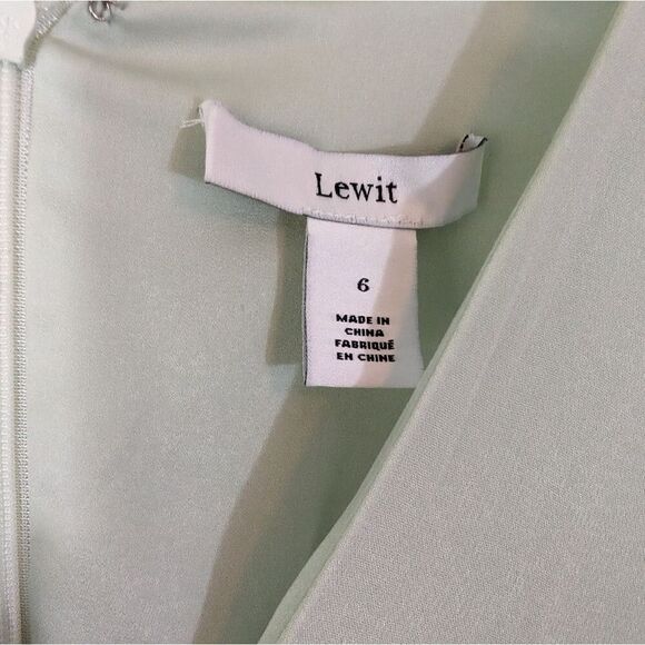 Lewit Dress Mint Green V Neck Asymmetrical Chifon Capped Sleeve Midi 6 - Picture 9 of 13